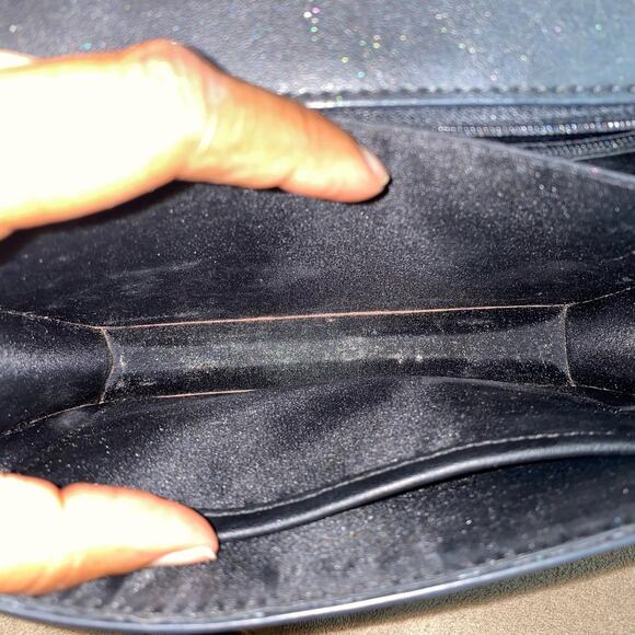 JW PEI Mini Shoulder Croc Embossed Faux Leather Bag Magnetic Lock Black ~ 8"x6" - Picture 8 of 11